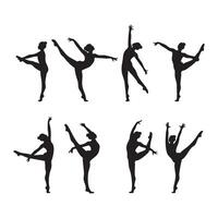 Collection of gymnast silhouettes against a white background vector