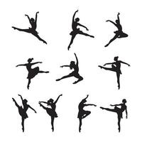 Black dancer shapes displayed on a clean white background vector