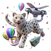 wonderful rustic Low Angle Drone Filming Snow Leopard Cub Isolated professional png