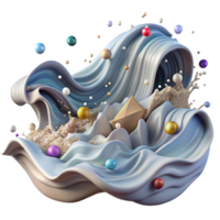 beautiful abstract Ocean Waves Crashing on Shore Dynamic Angle Cutout high resolution png