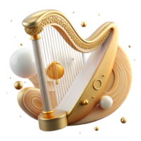 magnificent classic Harp Golden Details Elegant Design Transparent Element high quality png