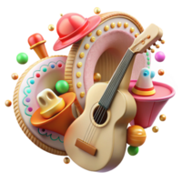 vibrant abstract Mariachi Band Instruments Festive Design Transparent Cutout high resolution png