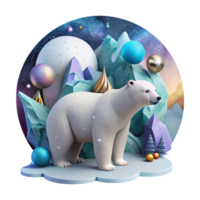 vibrant abstract Polar Bear Silhouette with Arctic Landscape Isolated high resolution png