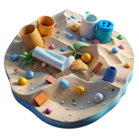 beautiful modern Plastic Debris on Beach Cutout Isolated on Transparent Background Bright Sunlight premium png