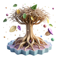 extraordinary minimalist Mangrove Tree with Exposed Roots Isolated Element authentic png