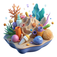 wonderful contemporary Plastic Waste Killing Coral Reef Cutout Isolated Transparent Background Colorful Scene authentic png