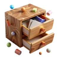 elegant minimalist Open Drawer Wood Grain Texture Transparent Background high resolution png