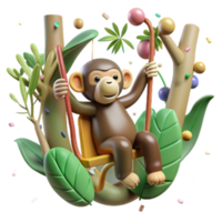 serene rustic Monkey Swinging Through Trees Jungle Background Transparent Background professional png
