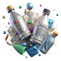 beautiful creative Recycled Plastic Bottles Crushed for Recycling Transparent Background high quality png