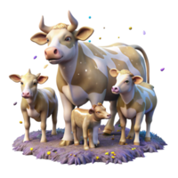 impressive modern Grazing Cattle Herd Isolated Transparent Background with Calves exclusive png