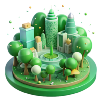 beautiful rustic Green City with Trees and Parks Transparent Background detailed png