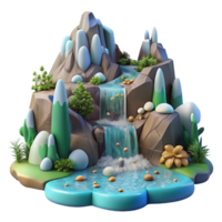 beautiful contemporary Mountain Stream and Waterfall Cutout with Realistic Water authentic png