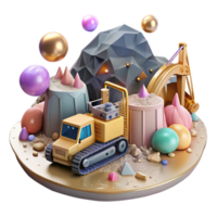 extraordinary abstract Heavy Machinery Mining Habitat Destruction Isolated Element Front View genuine png