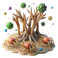 extraordinary artistic Mangrove Roots and Small Crabs Transparent Background high quality png