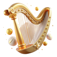wonderful rustic Harp Golden Details Elegant Design Transparent Element png