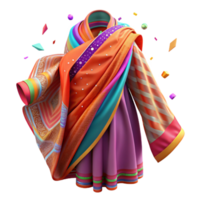 serene modern Indian Sari Draped Fabric Colorful Pattern Isolated high resolution png