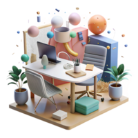 serene rustic Modern Workplace Teamwork Collaboration Scene Transparent Background high quality png