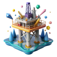 elegant abstract Oil Rig in Ocean Water Isolated Element exclusive png