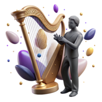 serene abstract Harp Player Silhouette with Dramatic Lighting Isolated high resolution png