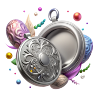 serene vintage Ornate Silver Locket Isolated high resolution png