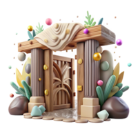 elegant abstract Nature Reserve Entrance Gate Wooden Transparent Element authentic png