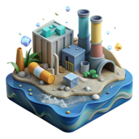 serene abstract Industrial Waste Polluting Marine Environment Cutout Isolated Transparent Background Aerial View high quality png