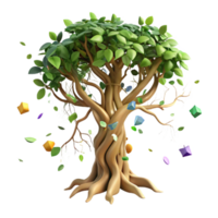 vibrant minimalist Kudzu Vine Smothering Tree Cutout on Transparent Background high resolution png
