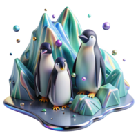 wonderful artistic Penguins on Iceberg Isolated Image png