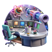 serene rustic Observatory Control Room Cutout with Monitors original png