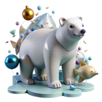 extraordinary minimalist Polar Bear with Fish in Mouth Transparent Background genuine png