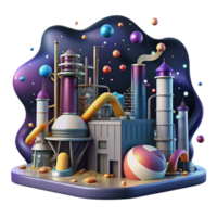 vibrant rustic Oil Refinery Night Scene Cutout detailed png