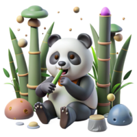 vibrant rustic Panda Eating Bamboo in Sparse Forest Transparent Background professional png