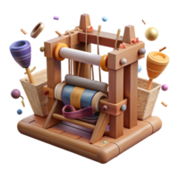 serene abstract Old Wooden Loom with Threads Cutout authentic png