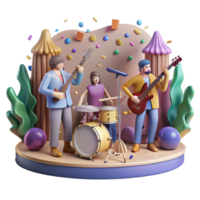 serene creative Music Band Playing at Community Festival Cutout professional png