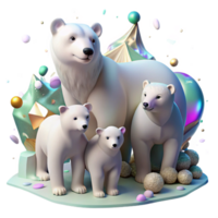 magnificent artistic Polar Bear Mother and Cub Isolated Image png