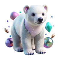 vibrant rustic Polar Bear Cub Isolated on White Background detailed png