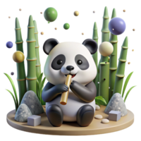 wonderful traditional Panda Eating Bamboo in Sparse Forest Transparent Background genuine png