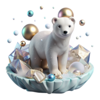 magnificent minimalist Polar Bear Cub on Ice Floe Close Up Cutout high quality png