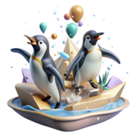 dramatic rustic Penguins Jumping Into Water Isolated Image authentic png