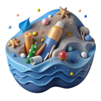 extraordinary creative Plastic Pollution in Ocean Side View Cutout authentic png