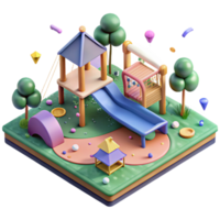 vibrant rustic Public Park Playground Isometric View Isolated professional png