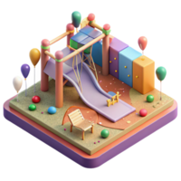 magnificent modern Public Park Playground Isometric View Isolated png
