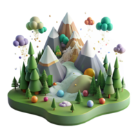 impressive abstract Mountain Landscape with Forest Isolated with Dense Forest high resolution png