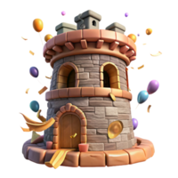 impressive modern Medieval Tower with Stone Walls Transparent Background high resolution png
