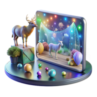 wonderful abstract Holographic Projection of Wildlife Conservation Data Interactive Display Transparent Background professional png