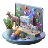serene modern Holographic Projection of Wildlife Conservation Data Interactive Display Transparent Background professional png