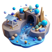 impressive classic Polluted River Mining Impact Isolated Element Blue Tint premium png