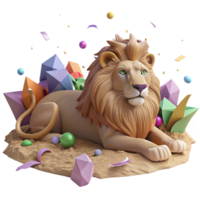 elegant abstract Lion Resting in Dusty Landscape Transparent Background authentic png