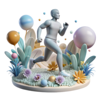 magnificent vintage Person Running Through Field of Flowers Silhouette Cutout detailed png