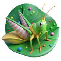 dramatic minimalist Grasshopper on Green Leaf Cutout Image high resolution png